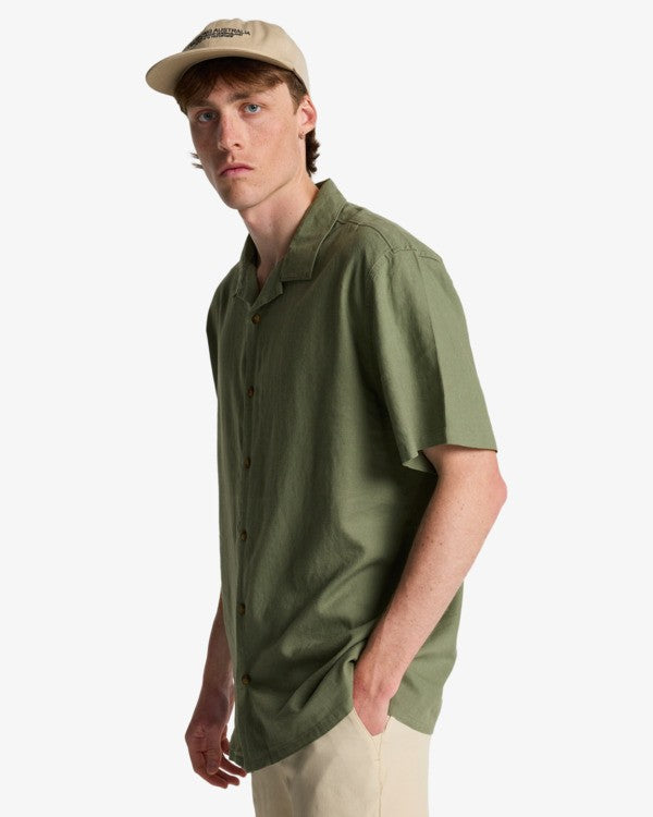 Billabong Vacay Linen SS Skjorte - Moss Green
