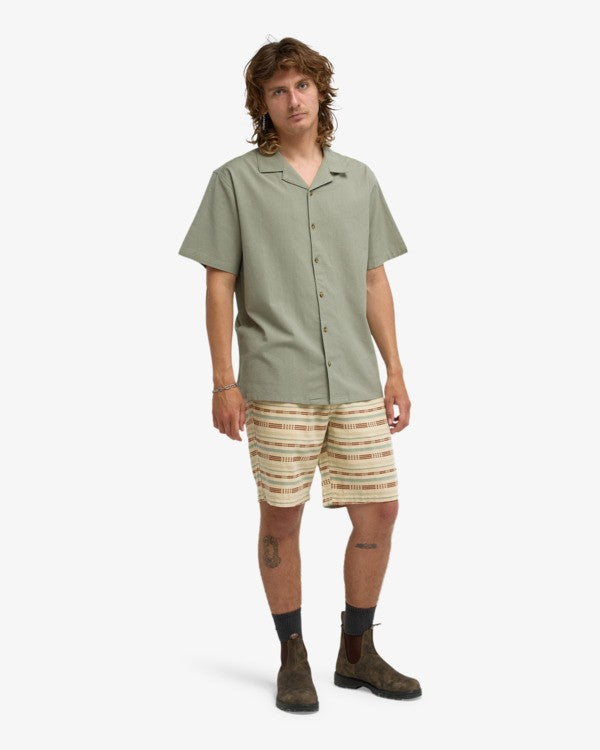 Billabong Vacay Linen SS Skjorte - Moss Green
