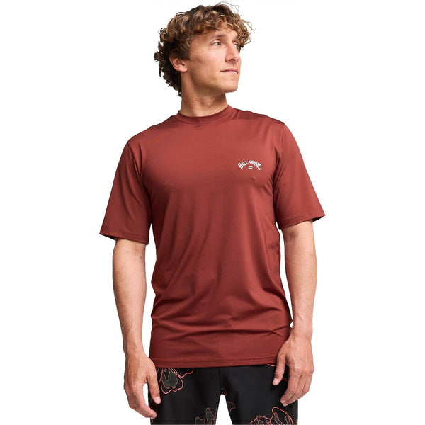 Billabong Arch Waves Short Sleeve Rashguard - Burnt Red
